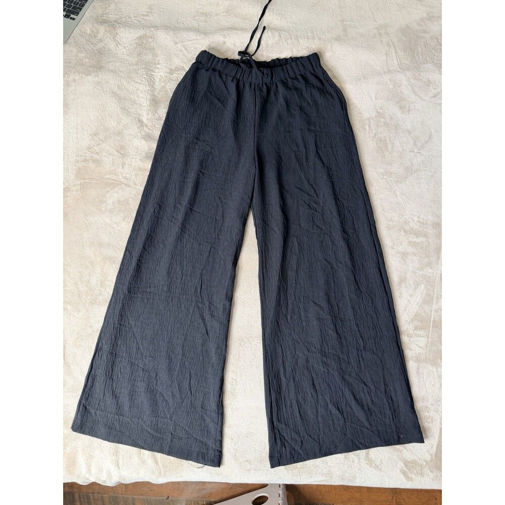Windsor Black Wide Leg Pants Women Size M Elastic Waist Drawstring Casual
